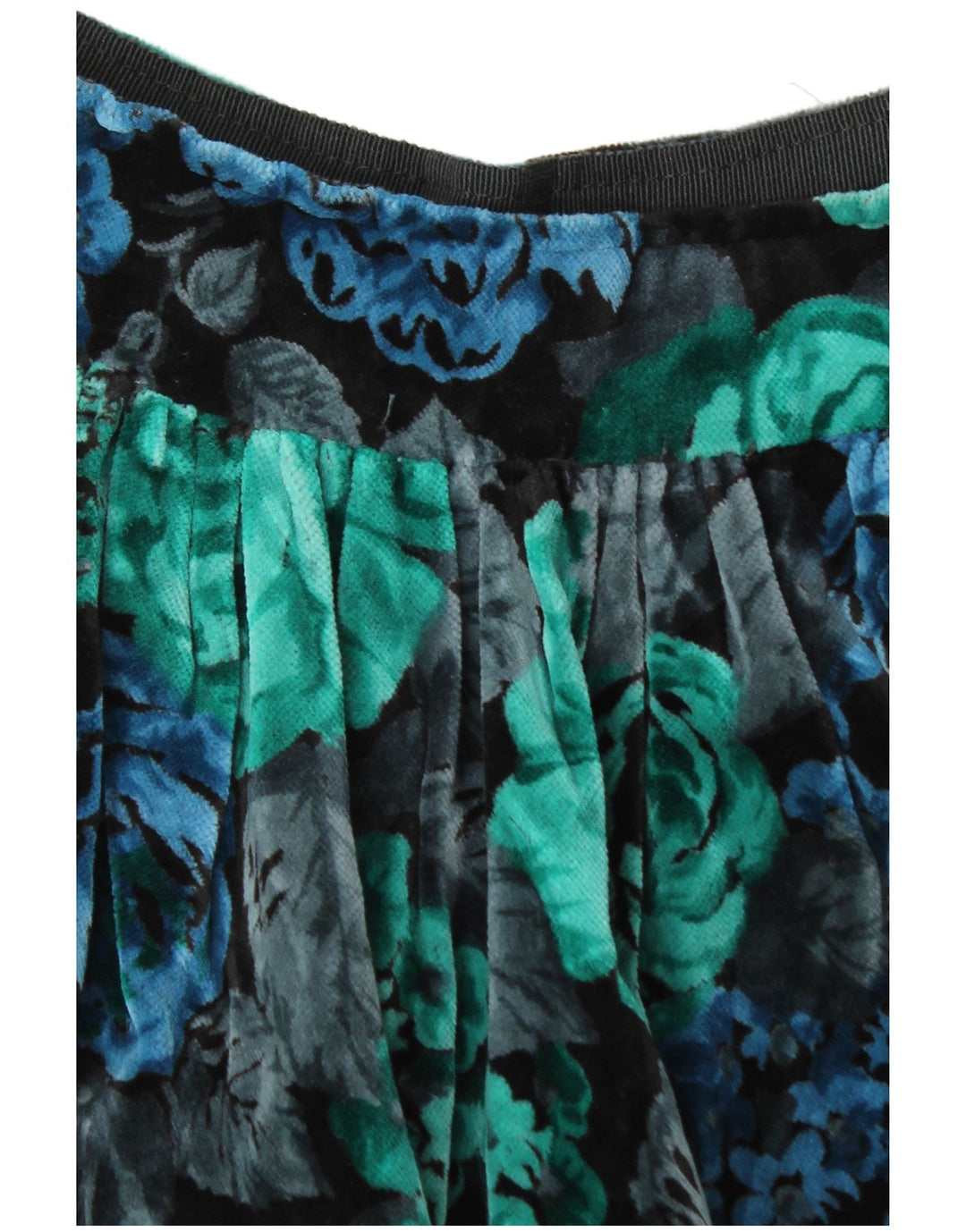 Винтажная женская бархатная юбка-трапеция W28, средний разноцветный цветочный принт