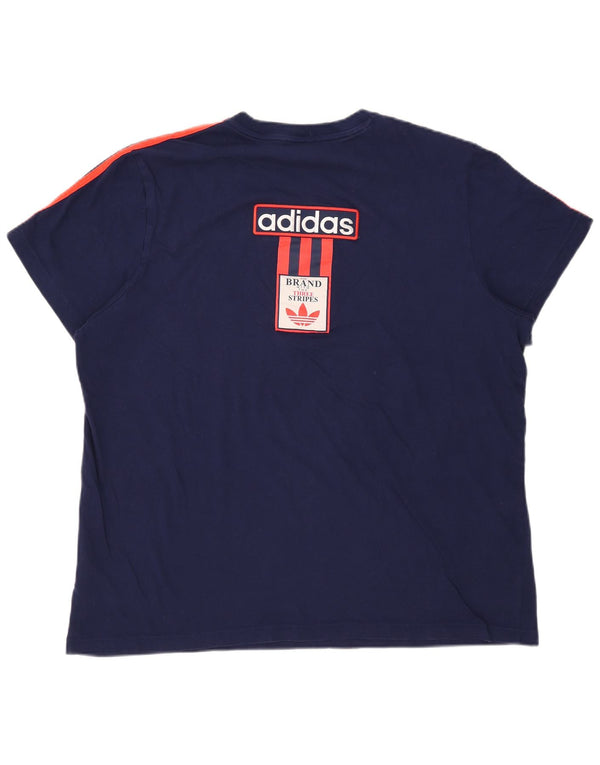 Adidas Женская футболка с тремя полосками и графическим рисунком Top UK 24/26 2XL Темно-синий
