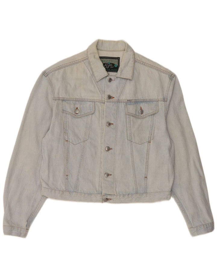 Женская укороченная джинсовая куртка оверсайз RIFLE UK 10, маленькая синяя, хлопок