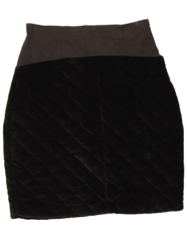 Vintage Womens High Waist Pencil Skirt US 2 XS W24 Black Cotton