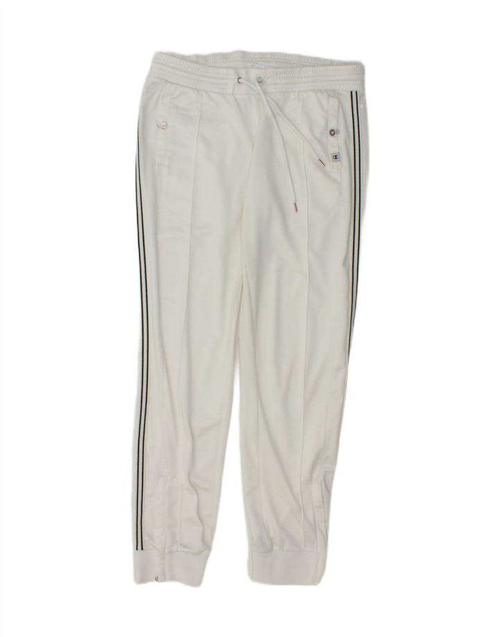 CHAMPION Womens Tracksuit Trousers Joggers UK 14 Medium  White Polyester Vintage Champion and Second-Hand Champion from Messina Hembry 