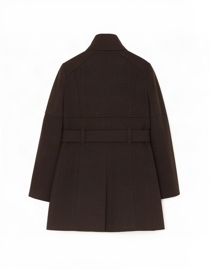 Женское пальто Benetton IT 42 Medium Brown Wool с узором «елочка»