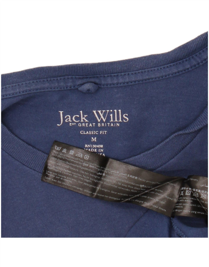 Мужская футболка классического кроя Jack Wills, хлопковый топ среднего синего цвета
