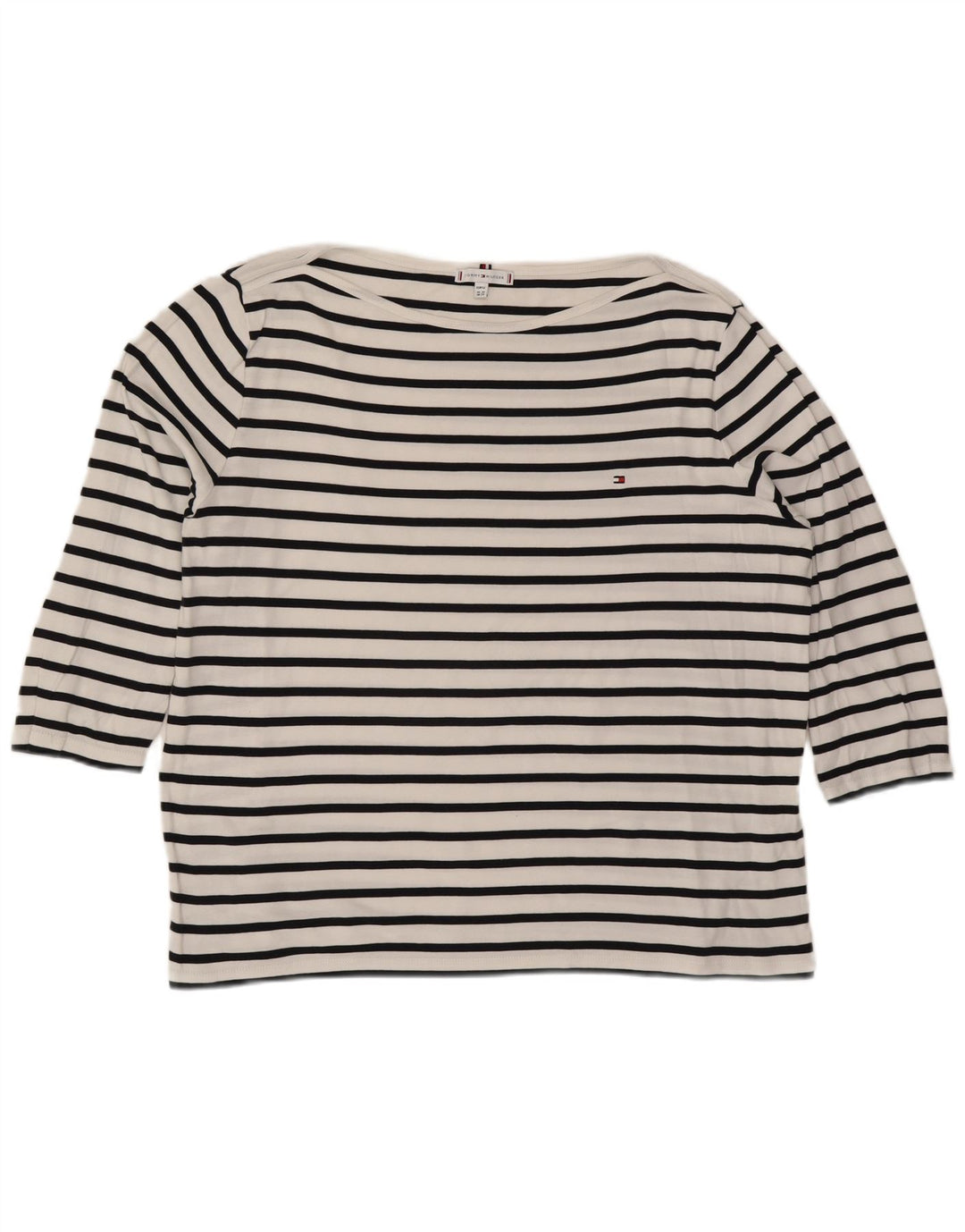 TOMMY HILFIGER Женский топ с рукавом 3/4 UK 24 4XL, хлопок в белую полоску