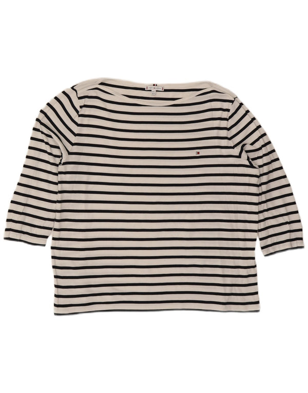 TOMMY HILFIGER Женский топ с рукавом 3/4 UK 24 4XL, хлопок в белую полоску