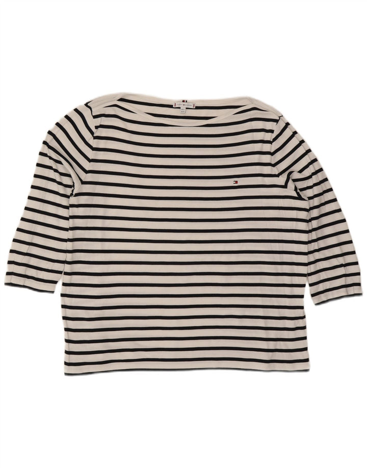 TOMMY HILFIGER Женский топ с рукавом 3/4 UK 24 4XL, хлопок в белую полоску