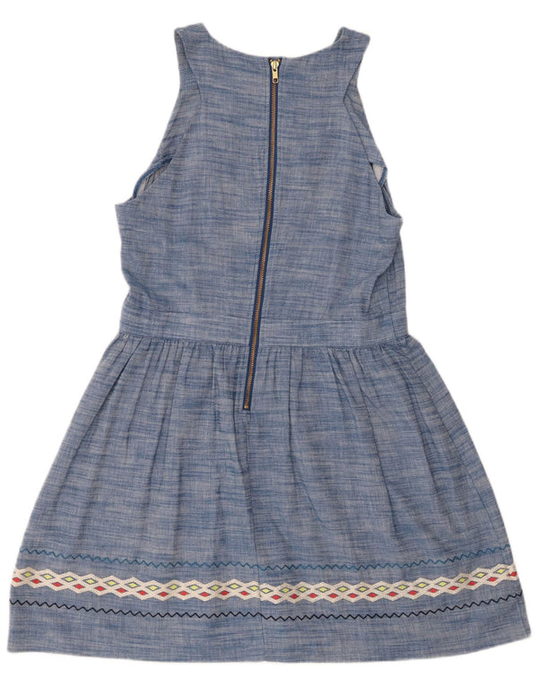 Женское платье А-силуэта без рукавов Warehouse UK 14, большой синий цветочный хлопок