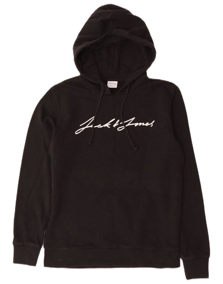Мужской джемпер с капюшоном Jack & Jones с рисунком, средний черный, хлопок