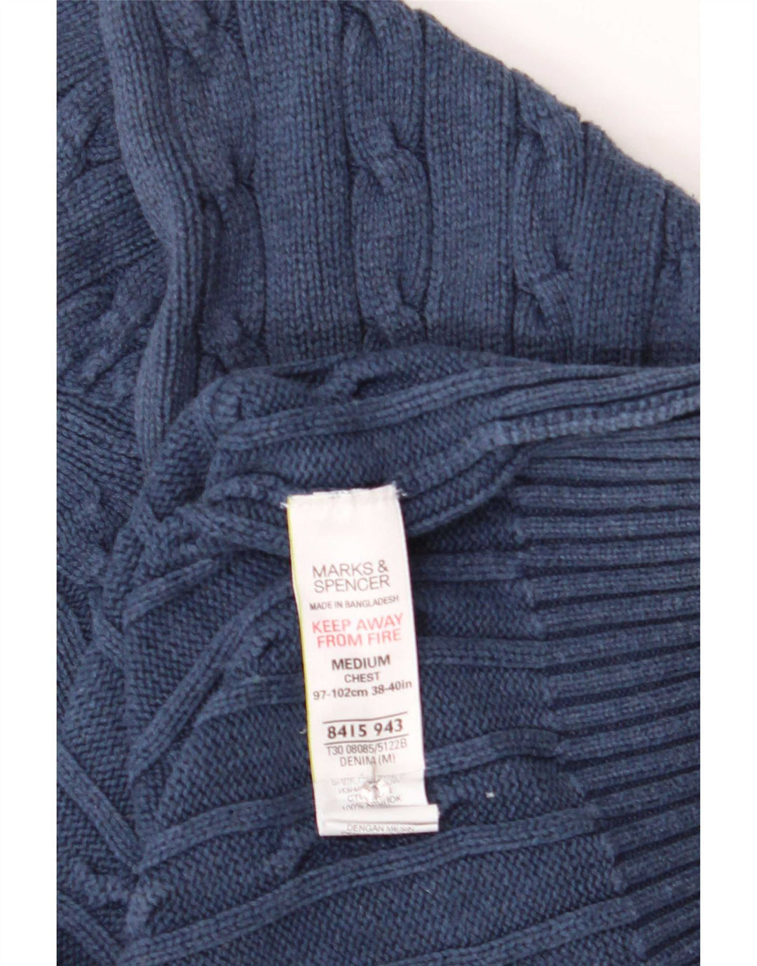 Мужской свитер с круглым вырезом Marks & Spencer Blue Harbour, средний темно-синий
