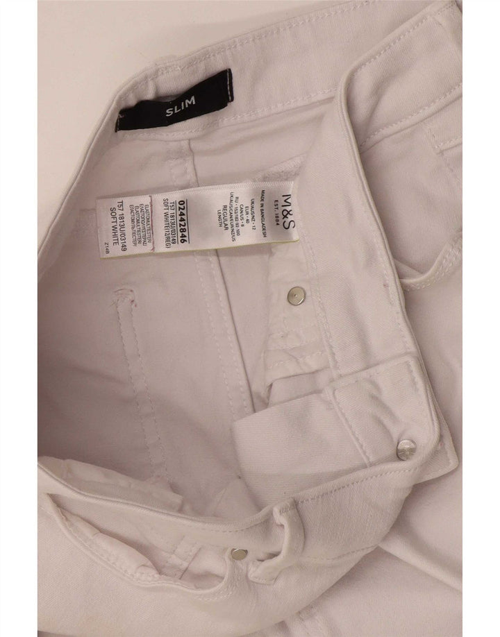 Женские джинсы узкого кроя Marks & Spencer UK 12, средние W30 L27, белый хлопок