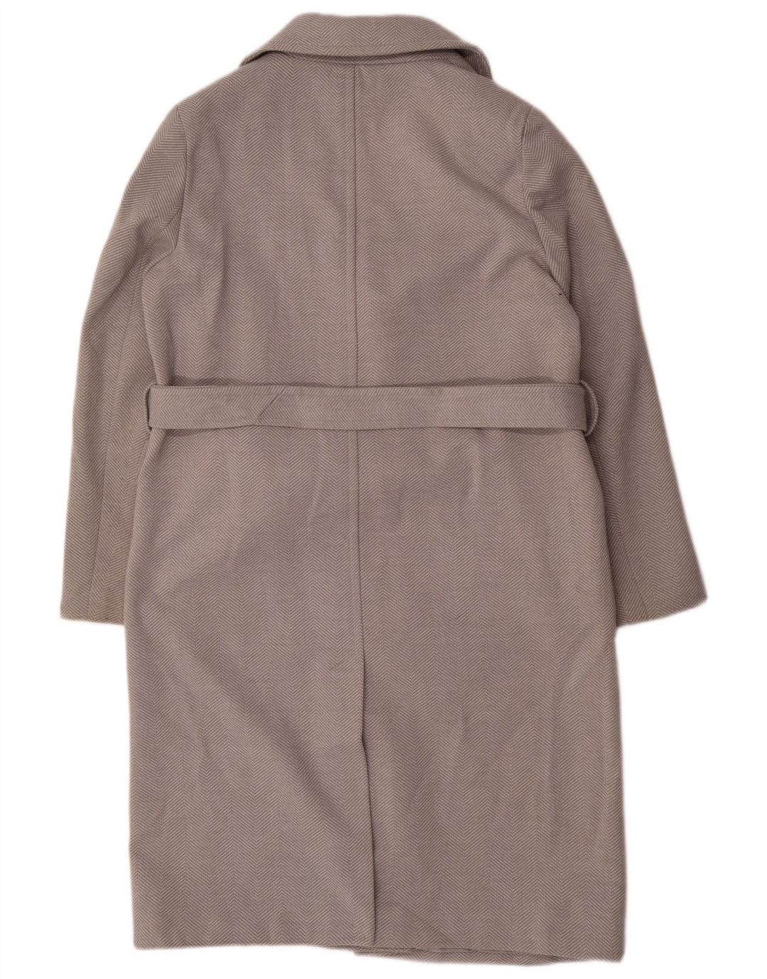 Женское пальто Marks & Spencer UK 14, большой серый полиэстер с рисунком «елочка»