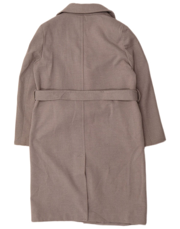 Женское пальто Marks & Spencer UK 14, большой серый полиэстер с рисунком «елочка»