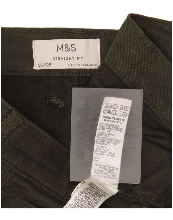 Мужские прямые джинсы Marks & Spencer W36 L29, хлопок цвета хаки