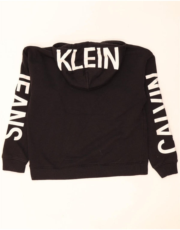 Женский джемпер с капюшоном с рисунком Calvin Klein Jeans UK 14, средний черный, хлопок