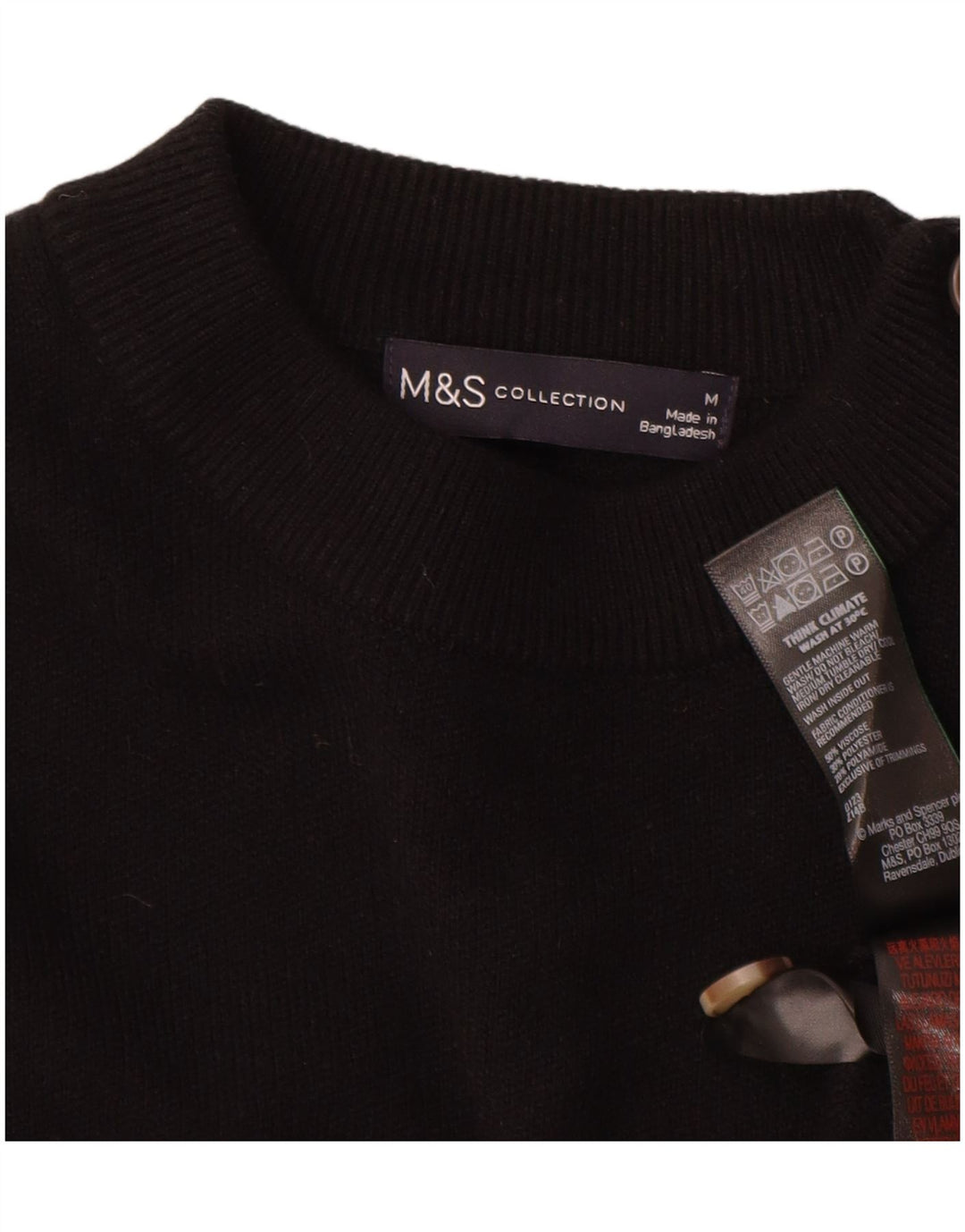 Женский джемпер с круглым вырезом Marks & Spencer UK 14, средний черный, вискоза