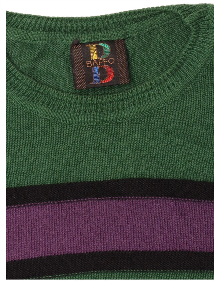 Мужской джемпер с круглым вырезом Baffo, большой зеленый в полоску