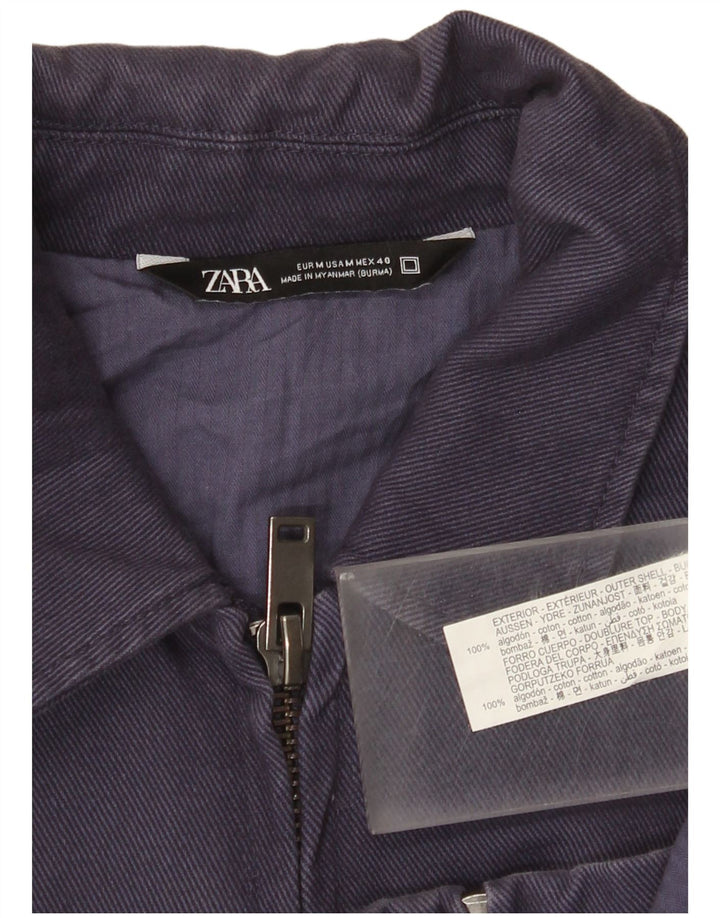 Мужская куртка-бомбер Zara UK 38, средний темно-синий хлопок