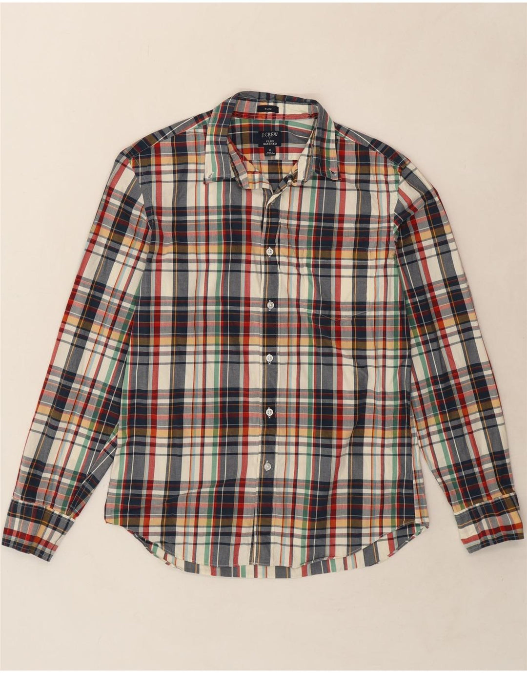 J. CREW Mens Flex Slim Fit Shirt Medium Multicoloured Check Cotton Vintage J. Crew and Second-Hand J. Crew from Messina Hembry 