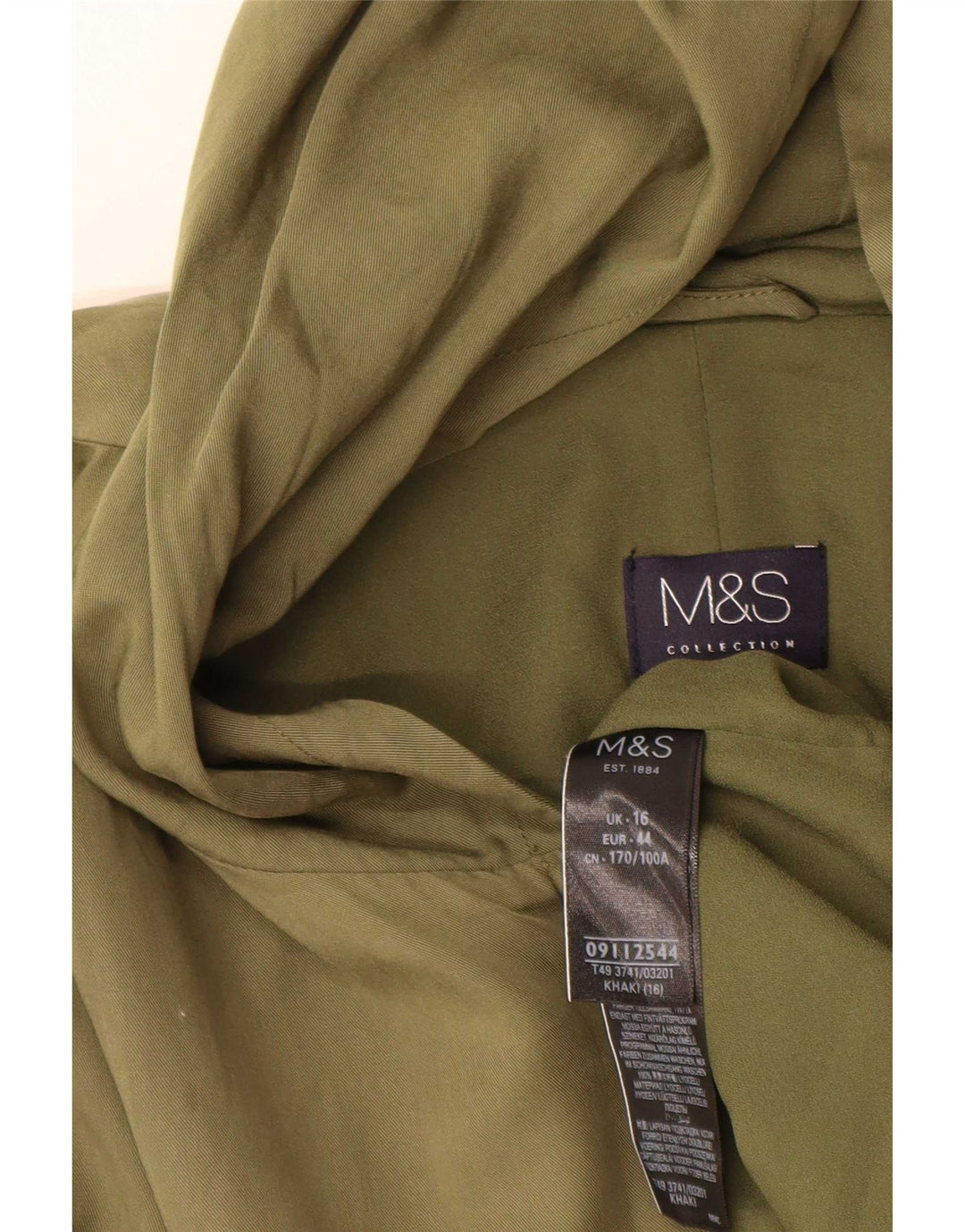 Женская парка с капюшоном Marks & Spencer UK 16, большой цвет хаки, полиэстер