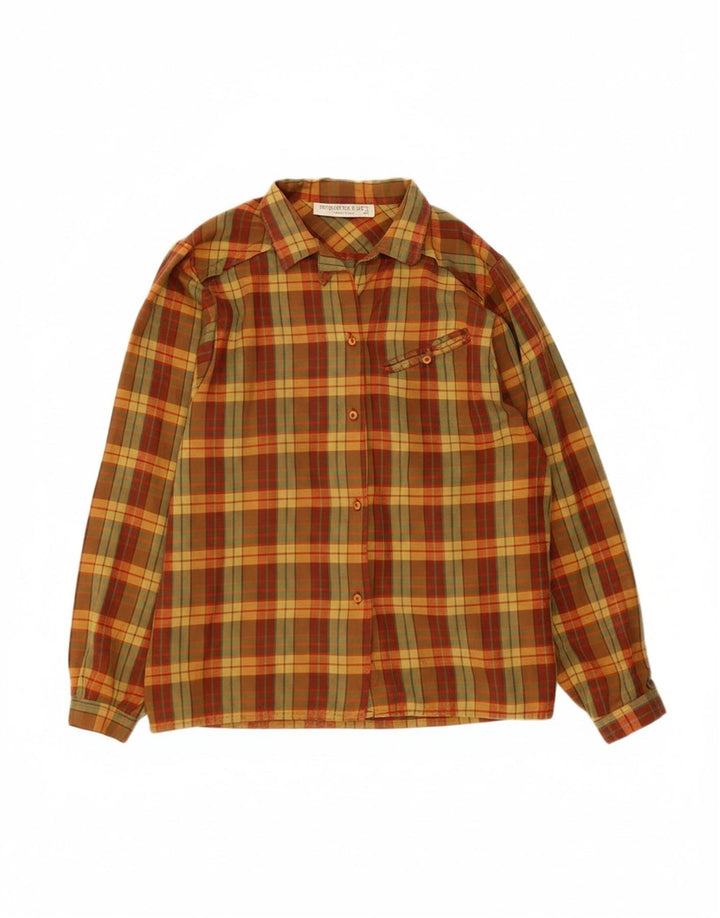 MARCELLO CIONI Womens Flannel Shirt IT 44 Medium Khaki Plaid Cotton