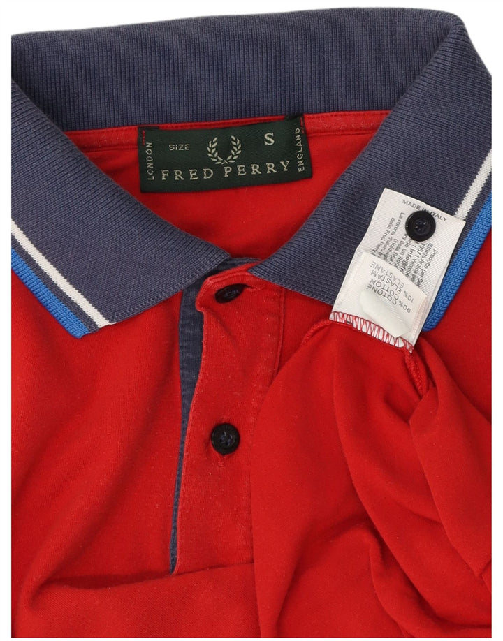 Мужская рубашка-поло FRED PERRY, маленькая красная, хлопковая с цветными блоками