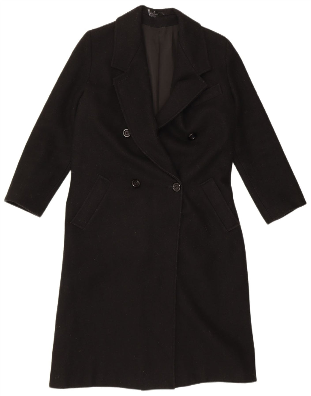 BHS Womens Oversized Double Breasted Coat UK 10 Small  Black Wool