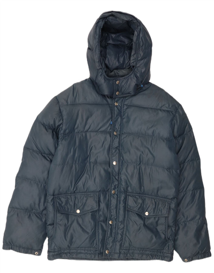 Мужская стеганая куртка с капюшоном VINTAGE UK 38 Medium Navy Blue