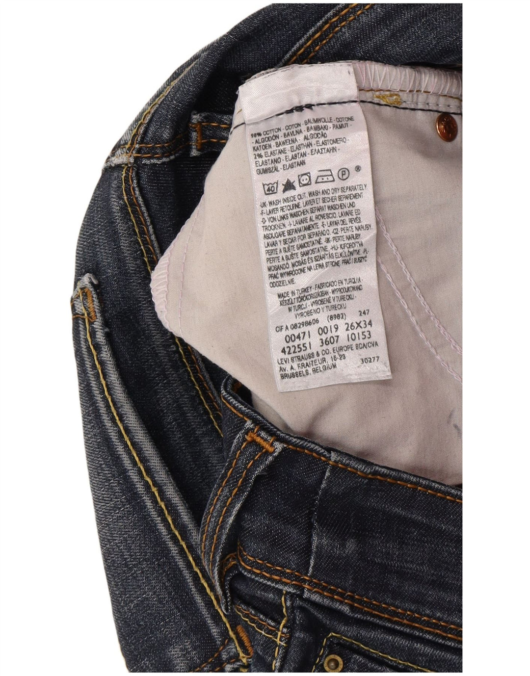 Женские узкие джинсы Levi's 471 W26 L34 синие, хлопок