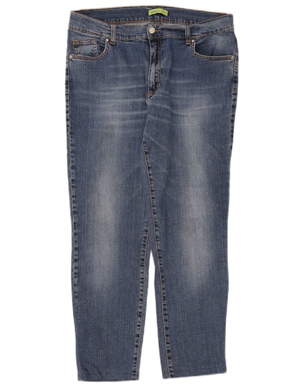 Versace Женские зауженные джинсы с высокой талией IT 48 XL W32 L26 Синие, хлопок