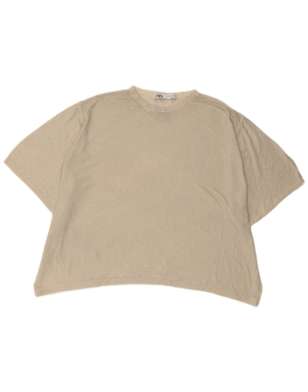 Женская футболка оверсайз ZARA Top UK 10 Small Off White