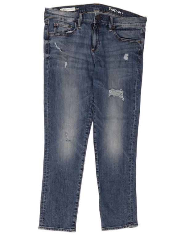 Женские узкие джинсы с потертостями Gap Girlfriend W28 L26, синие хлопковые
