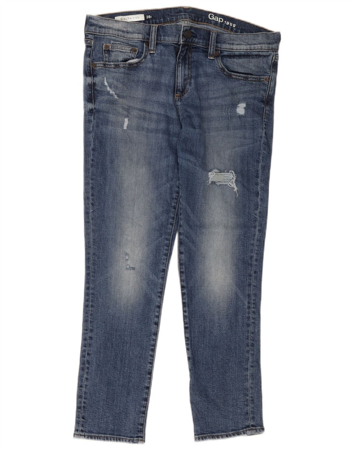 Женские узкие джинсы с потертостями Gap Girlfriend W28 L26, синие хлопковые