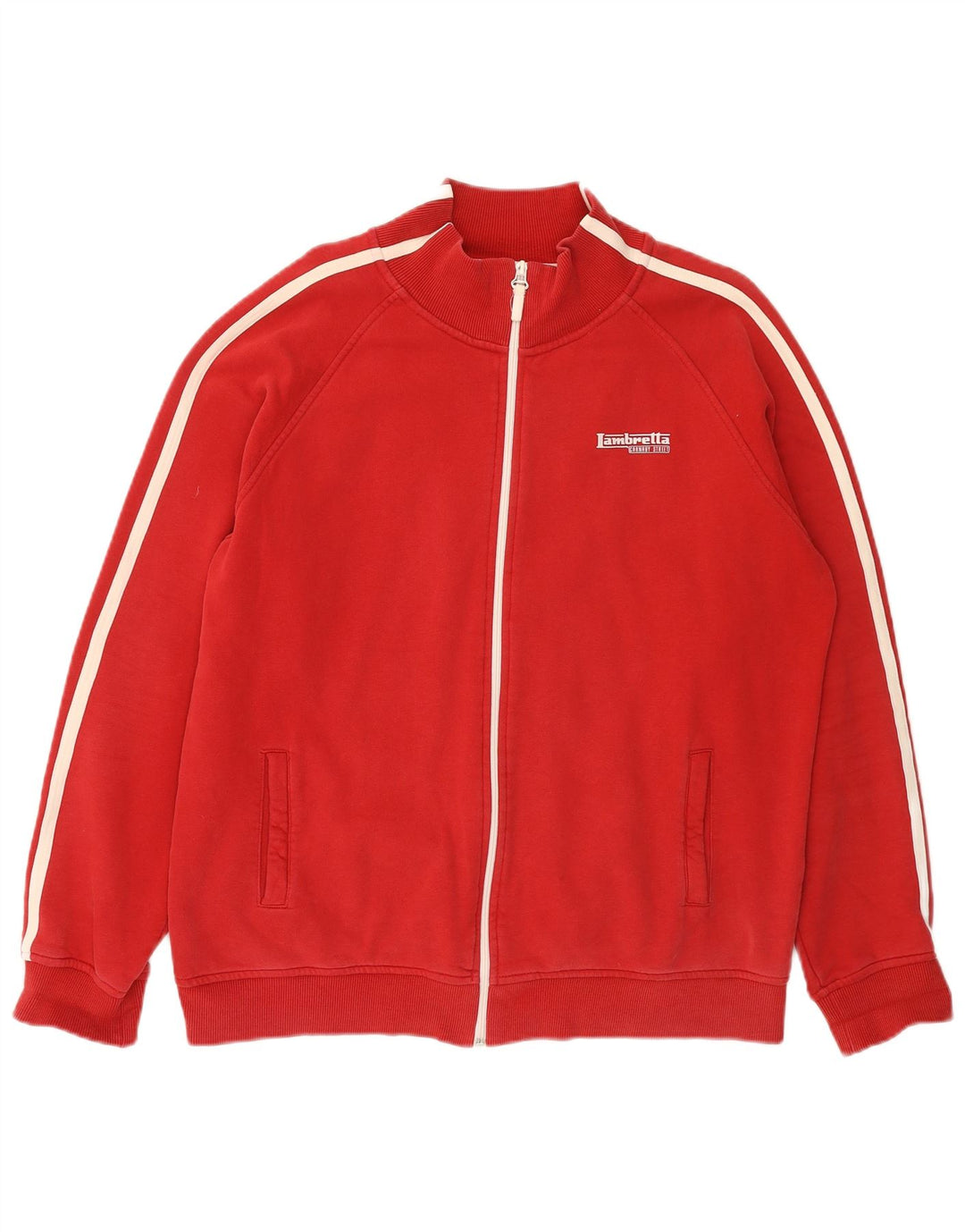 LAMBRETTA Mens Tracksuit Top Jacket 2XL Red Cotton