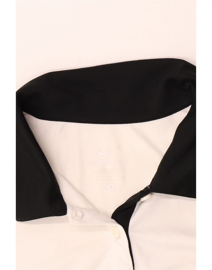 Женская рубашка-поло Nike Dri Fit UK 10, маленькая белая с цветными блоками