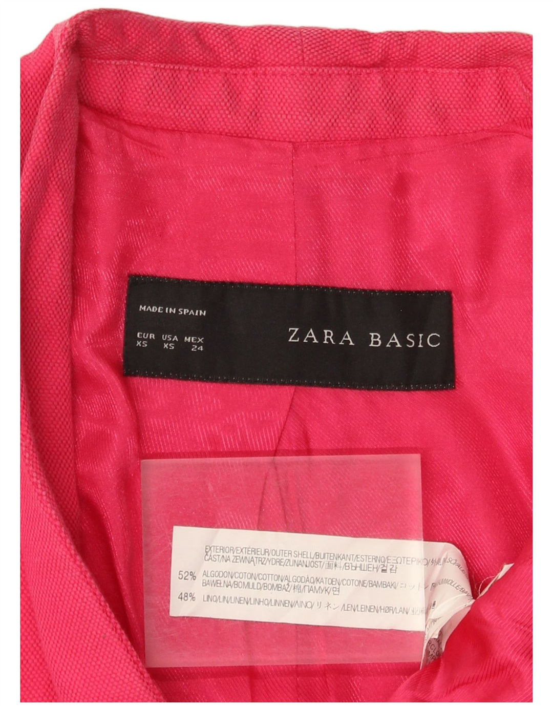 Женский пиджак на 1 пуговице Zara UK 6 XS, розовый хлопок