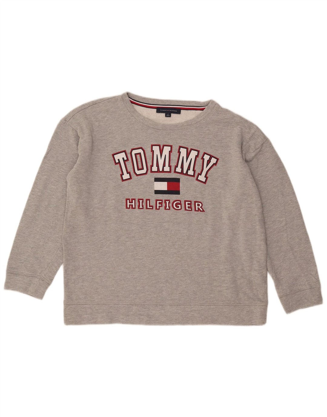 Женский джемпер оверсайз с рисунком Tommy Hilfiger UK 16, большой серый