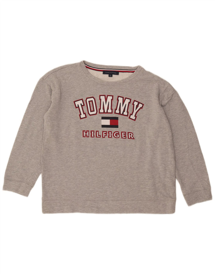 Женский джемпер оверсайз с рисунком Tommy Hilfiger UK 16, большой серый