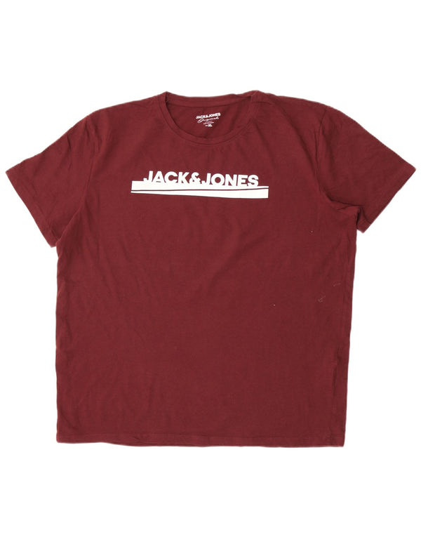 Мужская футболка с рисунком Jack & Jones Top XL Бордовый хлопок