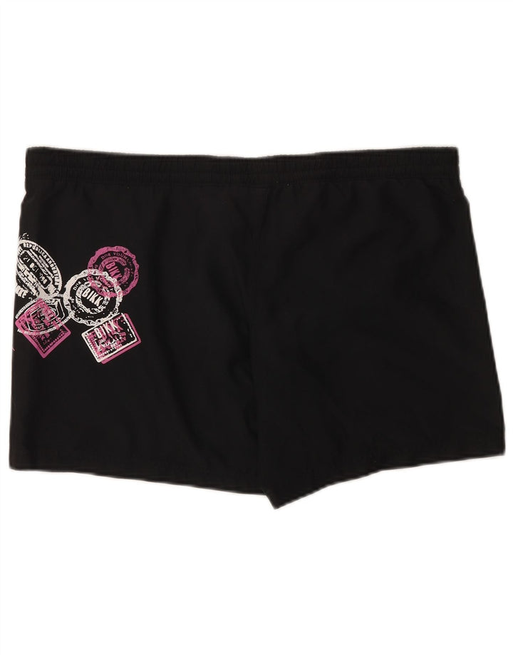 BIKKEMBERGS Mens Graphic Swimming Shorts Medium Black Polyester