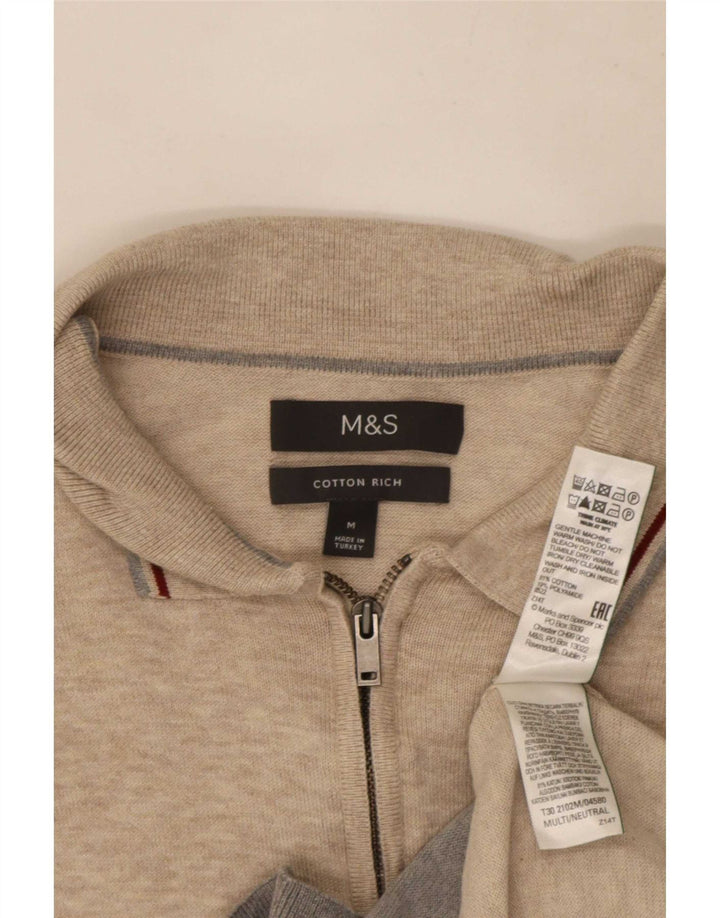 Мужской джемпер с воротником-поло Marks & Spencer, средний бежевый, цветных блоков