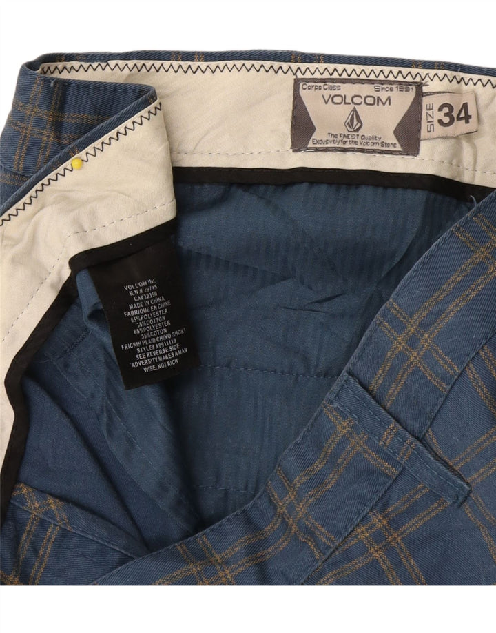 Мужские шорты чинос Volcom W34, большой синий полиэстер в клетку