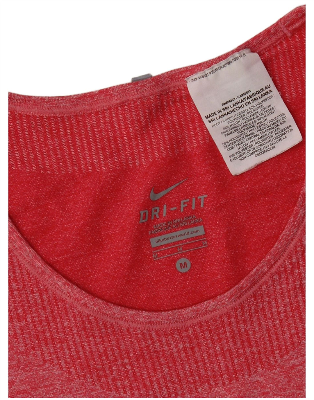 Nike Womens Dri Fit T-Shirt Top UK 12 Medium Red Flecked Polyester