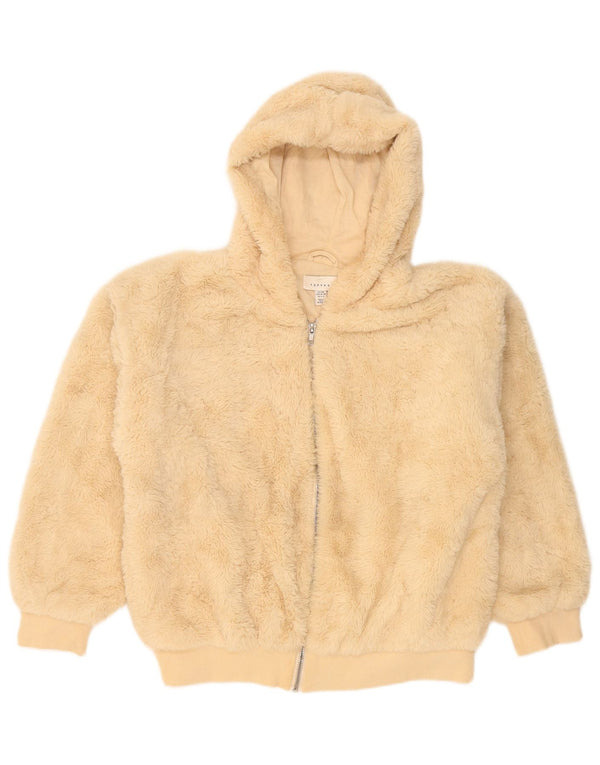 Женская флисовая куртка большого размера с капюшоном Teddy Bear Topshop UK 10, маленькая, бежевая