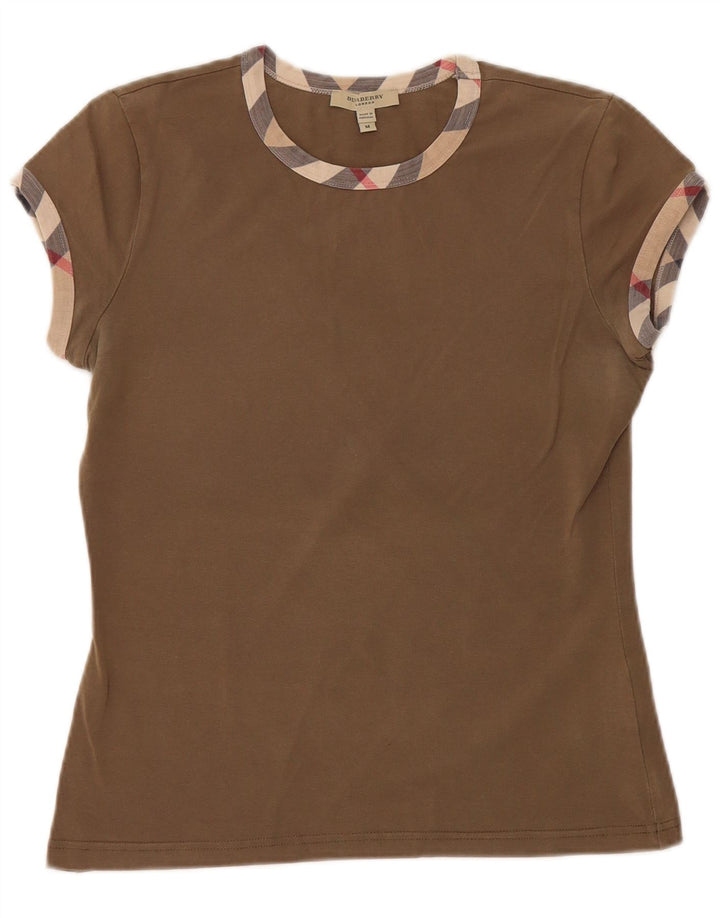 Женская футболка BURBERRY Top UK 12, средний цвет хаки, хлопок