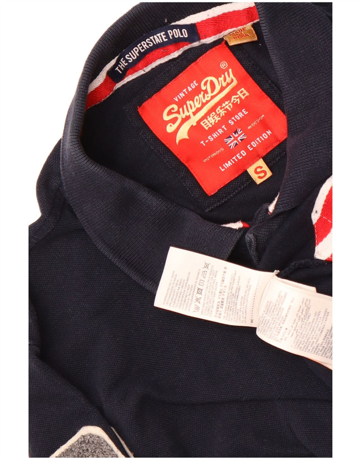Мужская рубашка-поло с графическим рисунком Superdry, маленькая, темно-синяя, хлопок