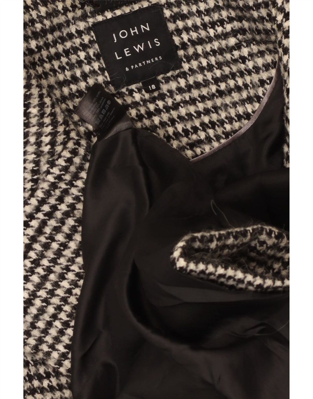 Женское двубортное пальто оверсайз John Lewis UK 18 XL, черное с узором «гусиные лапки»