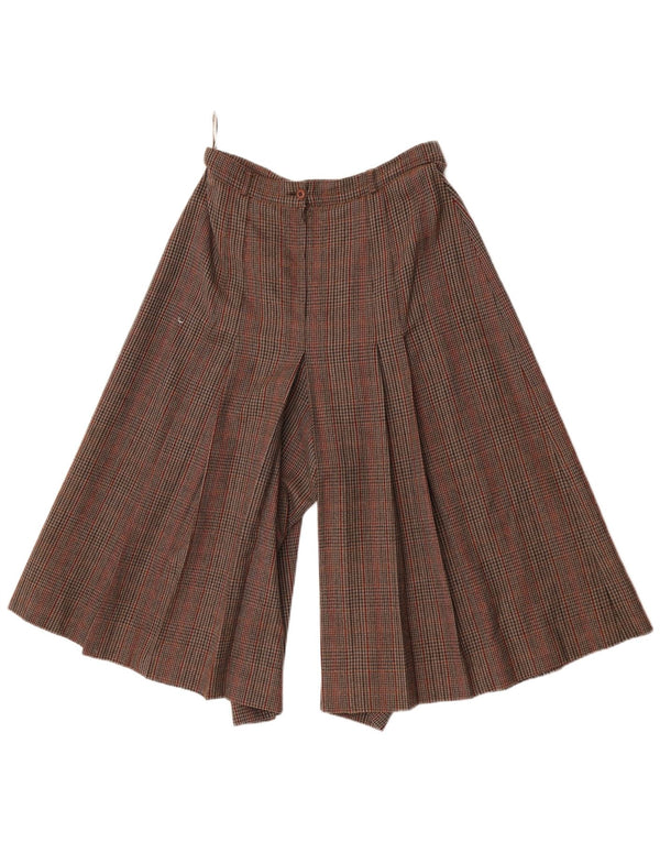 Винтажные женские капри с высокой талией IT 40, маленькие W28 L18, коричневые в клетку