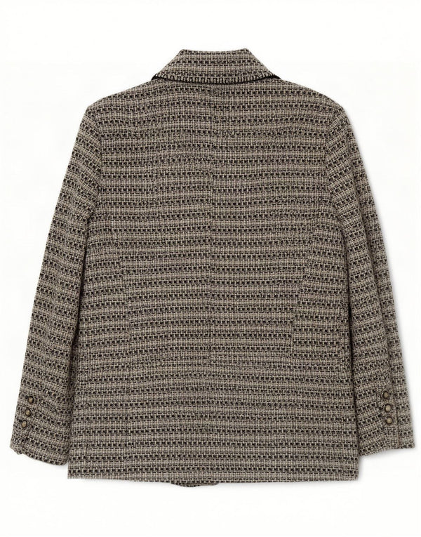 Женский пиджак Zara с 3 пуговицами, Великобритания, 18 XL, серый полиэстер в тонкую полоску