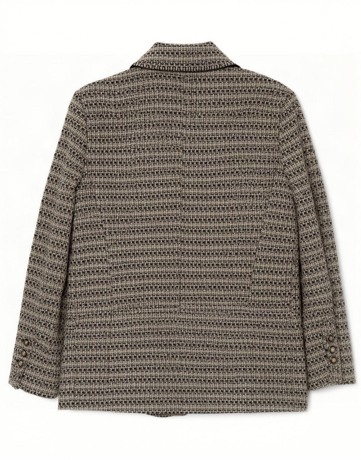 Женский пиджак Zara с 3 пуговицами, Великобритания, 18 XL, серый полиэстер в тонкую полоску