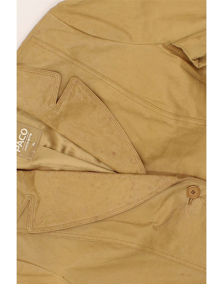 PACO Womens Leather Jacket UK 18 XL Beige Leather Vintage Paco and Second-Hand Paco from Messina Hembry 